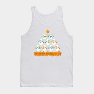 Christmas tree pyramid made of snowman and lettering Tank Top